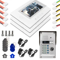 37T4 3 Daire 7'' NFC Destekli Görüntülü Diafon Kapı Zili Interkom Akıllı Ev Güvenliği Sistemi PowerMaster