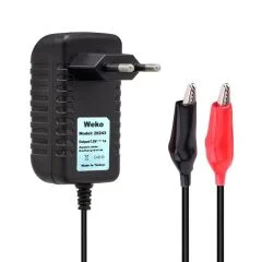 Şarj Adaptörü Weko 7.8 Volt - 1 Amper Krokodil Uçlu Priz Tip Yerli Üretim Akü
