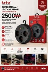 TRİO TR-3444 3 LÜ (3*USB+1*TYPE-C) 100-250V 2MT AKIM KORUMALI PRİZ