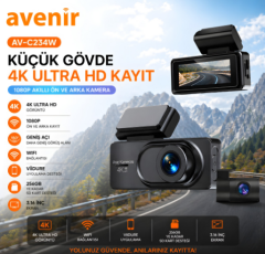 Avenir AV-C234W 2 KAMERALI 4K WİFİLİ ARAÇ KAMERASI