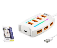 HADRON HDX-7037 USB Hub 7 Renk LED 10 Port 1.2 m - Beyaz (AVD-233)