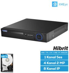 AVENIR AV-TC04S h.265 4 KANAL 1x8TB 1080N XMEYE HİBRİT (5in1) Kayıt Cihazı