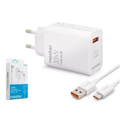 Nodar Nd-1006 Usb To Type-C Turbo Fast Şarj Seti 33W Beyaz (AVD-349)