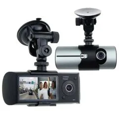 R300 GPS Destekli Çift Kameralı Araç İçi DashCam DVR Kamera Seti PowerMaster