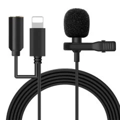JH-041-A Cep Telefonu için Ligthning Girişli Youtuber Yaka Mikrofonu PowerMaster