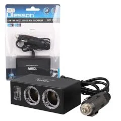 Olesson 1522 12-24V Tek USB Girişli 120W 80cm Kablolu 2'li Araç Çakmak Çoklayıcı