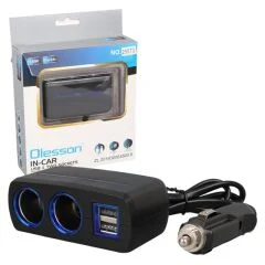 Olesson 1638 12-24V Çift USB Girişli 120W 80 CM Kablolu 2'LI Araç Çakmak Çoklayıcı