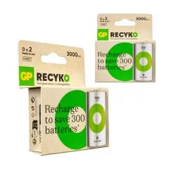 GP 1.2 VOLT - 3000 MAH NI-MH BÜYÜK D BOY ŞARJLI PİL 2'LI PAKET