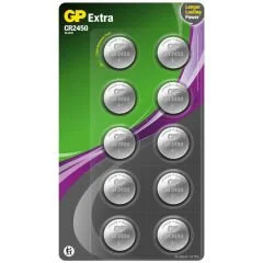GP Batteries Extra CR2450 Boy Lityum Düğme Pil, 3 Volt, 10'lu Kart