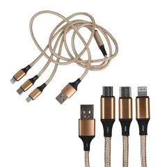 PM-2368 Micro USB - Type-C - Lightning Şarj Ve Data Kablosu 2.1 Amper 110Cm Örgülü PowerMaster