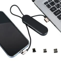 Şarj Kablosu PM-25906 Siyah 3in1 (Type C- Lightning- Micro Usb) Manyetik Uç Taşınabilir PowerMaster