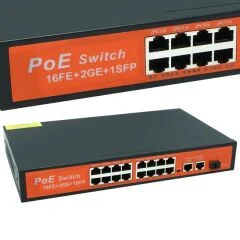 Poe Gigabit Ethernet Switch 16 Port 3 Port/1000 Uplink 200 Watt 16FE+2GE+1SFP PowerMaster