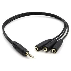 Kablo Kulaklık Çoklayıcı 3.5 Mm Erkek X 1/3 Stereo Dişi X 3 - 30 Cm Y