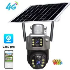 Rose AHD-30205 R24 Solar Akıllı Çiftli Kamera 4G Sim Kartlı 360 Derece Sesli Dış Mekan 1080p