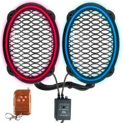 Çakar Ledli Oval Hoparlör Kapak Mavi Kırmızı 2 Adet EGB eg-8844