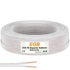 2x0.75 Hoparlör Kablosu Beyaz Kordon 100mt