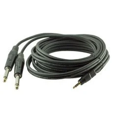 3.5 MM STEREO ERKEK / 2X6.3 MM MONO GİTAR ERKEK 3 METRE KABLO (AVD-164) PowerMaster