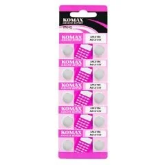 KOMAX Pil Düğme Ag12 Lr43 1.5V 10Lu Paket