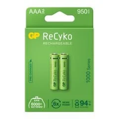 GP RECYKO Şarjlı Pil AAA İnce Kalem 950 Mah 1000 Series Ni-Mh 2Li Paket