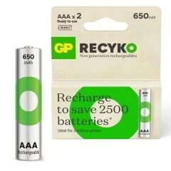 GP RECYKO GP65AAAHCER21 Şarjlı Pil AAA İnce Kalem 650 Mah Ni-Mh 2Li Paket