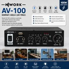 NWORK AV-100 Anfi 100 Watt 12V 220V Bluetooth Usb Sd