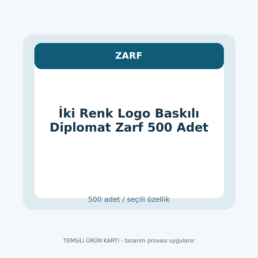 İki Renk Logo Baskılı Diplomat Zarf 500 Adet