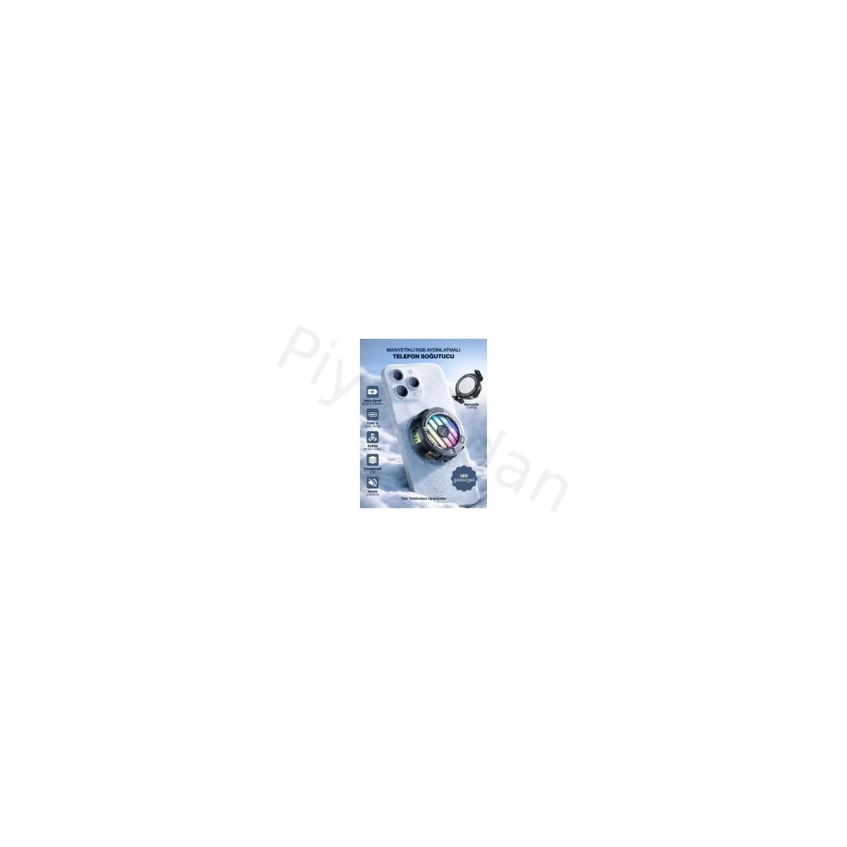 SPRANGE SR-MC7 RGB Aydınlatma Manyetik 3 Kademeli 8*5*4cm Telefon Soğutucu